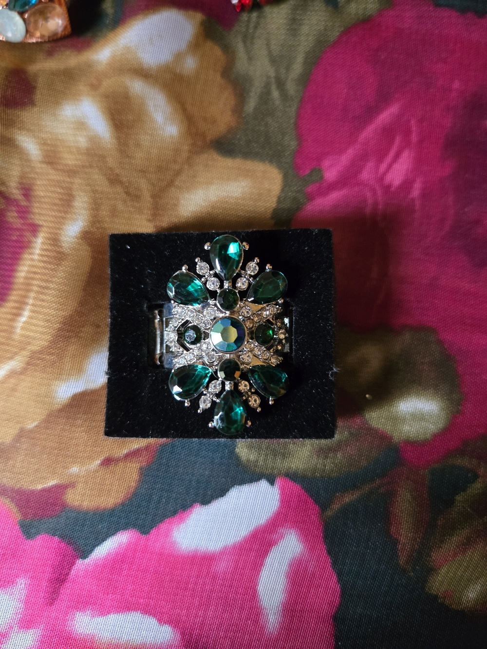 Emerald Green Crystal Cocktail Ring